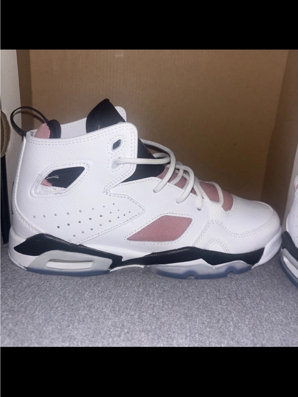 Jordan Kids White, Black and Pink High-Top Sneakers